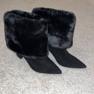 Nine West Black Suede/Faux Fur boots size 9